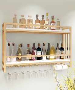 Casier à vin Mural avec Support en Verre, casier à vin pour Placard, étagère à Bouteilles de vin, étagères flottantes pour Bar, présentoir de Rangement Multifonctionnel pour vin, é