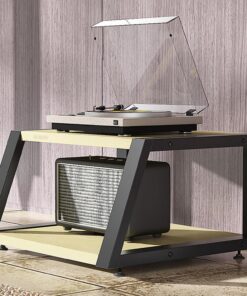 Support Audio, Support multimédia Moderne à 4 Niveaux avec Rangement Ouvert, Armoire stéréo à Plaque épaisse, Coussinets de Pieds réglables, Couleur érable Blanc, idéal pour Le Stockage en r