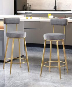 Générique Lot de 2 Tabourets de Bar en Velours avec Dossier pour îlot de Cuisine, Chaises de Bar à Hauteur de Comptoir avec Repose-Pieds et Assise Rembourrée pour Salle à Manger, Pub, Café