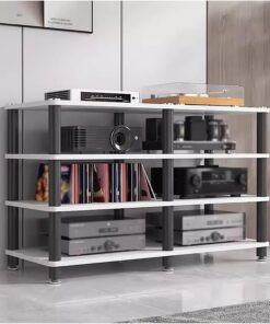 Support stéréo à 4 Niveaux pour Divertissement à Domicile, TV, Audio, vidéo, Tour d'angle, Armoire de Composants, Tourne-Disque, amplificateur, récepteur, Console de Jeu, unité de Rangement,