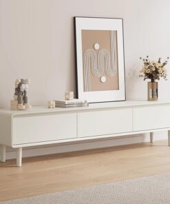 Meuble TV Blanc pour Téléviseur 65", Console de Table TV Moderne avec Meuble de Rangement pour Salon, Chambre, Entrée, Bureau