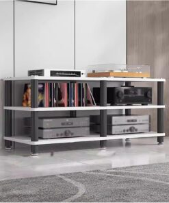 Armoire stéréo de Support d'équipement Audio vidéo de Salon à 3 Niveaux, Coin de cinéma de Bureau à Domicile, Meuble TV, Plateau tournant, récepteur, amplificateur de Haut-Parleur, unité de
