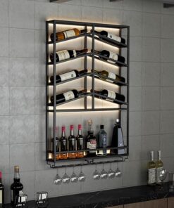 Étagère à vin Flottante pour Bar, Cuisine, Cave à vin, étagère Murale en Fer pour Boissons alcoolisées avec étagères à vin suspendues