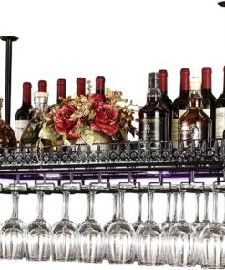 Support de Verre à vin Suspendu Vintage en métal, Support de Verre à vin, Support de Bouteille de Boisson, présentoir de Rangement pour Bars, Restaurants, Cuisines