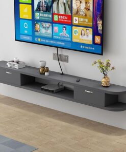 Meuble TV Flottant, Meuble TV Mural, étagères flottantes sous Le téléviseur, Console multimédia de Divertissement Moderne, Grand Banc de Rangement pour téléviseur (Couleur : Noir + Blanc, ta