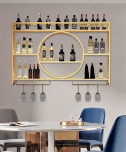 Casier à vin Mural, casier à vin Mural en métal pour armoires, casier à vin Mural pour Bar à Domicile, unité d'intérieur pour Restaurant, Bar, Cuisine (Taille : 140 x 15 x 80 cm, c