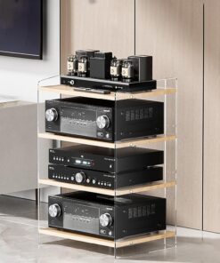 Armoire de Rangement Multimédia Meuble Audio/Vidéo Support Multimédia Rack D'amplificateur Haute Puissance/Rack Audio Vidéo pour Le Salon La Salle de Jeux Le Studio D'enregistrement.(Original wood,52.