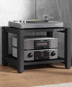 Rack Audio, Rack Audio Simple, Meuble Audio Vidéo avec Étagères Réglables, Meuble Rack Audio for Salon, Tour Audio en Rack for Stéréo De Divertissement(Nero,2-Tier)