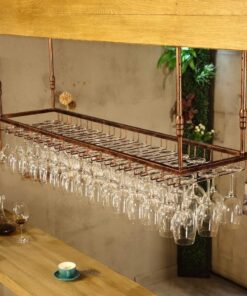Casier à vin de Plafond en Fer à Suspendre pour Verres à vin, décoration à l'envers, étagère d'affichage, Support pour Verres à Pied, pour Bars, Restaurants, étoiles de lumière