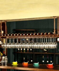 Casier à vin pour Bar, Restaurant, étagère de Rangement au Plafond avec Support pour Verres à Pied et Verres à Champagne Suspendus (Taille : 100 x 30 cm)