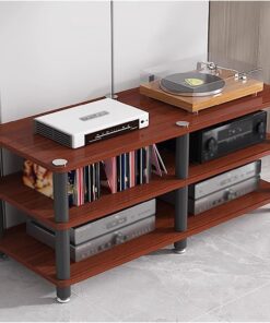 Armoire stéréo à 3 Niveaux pour équipement Audio et vidéo de Salon, Bureau à Domicile, Coin de cinéma, Support TV, Plateau tournant, récepteur, Haut-Parleur, amplificateur, unité de Stockage