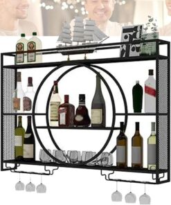 Étagère de présentation de Bouteilles d'alcool pour Bar, avec Support de Verre à vin Suspendu, Support de vin Flottant, décoration de Fond de Restaurant de Salon (Taille : 100 x 15