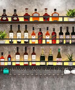 Casier à vin Mural, 3 Couches d'étagère à vin Murale pour Le Rangement, Armoire de Bar Murale avec Support en Verre, étagères flottantes pour Liqueur, pour la Maison, Le Bar, Le ca