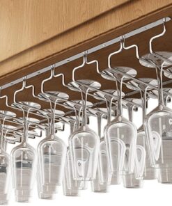 Support à Verres à vin à Suspendre pour la Maison, Le Bar, la Cave, l'armoire, Le Rangement sous l'armoire, 8 rangées, Largeur 28 cm, Support de Suspension pour Armoire