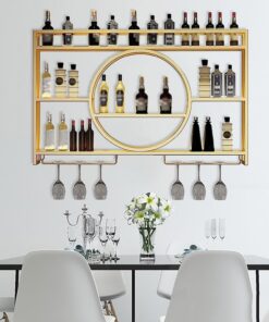 Support Mural pour Bouteilles de vin en métal Moderne, présentoir à vin Mural, Support de Rangement pour Bar, Salon, Restaurant, décoration de Fond (Taille : 39,4 x 5,9 x 31,5 pouc