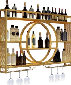 Étagère à vin, casier à vin Mural et Support à Verre, unité de Bar à Domicile avec réfrigérateur, étagères de Bar pour la Maison, Accessoires de Bar de pub pour la Maison, Armoire