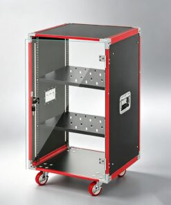 Meuble HiFi, Support AV Bois roulettes Cadre métal, Porte Acrylique verrouillable Dissipation Thermique Installation Audio vidéo | 2-19.4x20.4x33.4in
