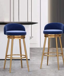 Lot de 2 Tabourets en Velours, Style Moderne, Chaises de Salle à Manger pour la Maison et la Cuisine, Tabouret de Bar avec Dossier, Chaises de Bar en Métal