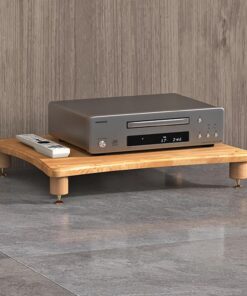 Support Audio, Meuble de Rangement multimédia en Bois avec Clous de Pied en cuivre, Support Audio de Rangement Ouvert Multifonction pour Meuble TV (Couleur Bois 10 cm)