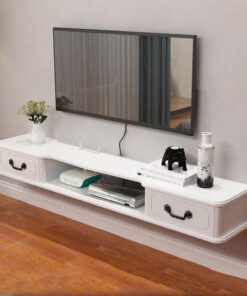 Meuble TV Suspendu, Console Multimédia de Divertissement, Grand Rangement avec Tiroirs, Support Mural de Placement Multimédia Audio et Vidéo pour la Maison et Le Bureau (Size : 110x24x16cm/4