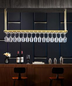 Étagère à vin Murale pour Bar, Restaurant, Porte-Bouteilles de vin, Art du Fer, Hauteur réglable, Support pour Verres à vin pour Bars, Cuisines, étagère de décoration (Taille : 100