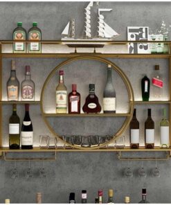 Casier à vin Mural pour Placard - Présentoir à vin Moderne en métal pour Bar à Domicile et Restaurant - Support Multifonctionnel pour Verres à Champagne en Fer