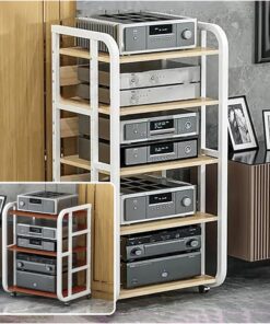 Meuble Haut-Parleur AV à 3, 4 et 5 Niveaux avec Support pour Lecteur CD ; Meuble Haut-Parleur Moderne ; Meuble Rack vidéo Multifonctionnel avec étagères réglables ; Support pour Lecteur Tour