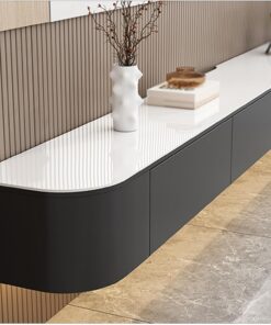 Meuble TV moderne flottant avec tiroirs - Meuble multimédia mural en bois pour salon - Solution de rangement élégante de 120 cm avec accessoires de montage