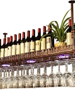 Étagère à vin Suspendue au Plafond, en métal, pour Verres à Pied, décoration pour Bars, Cuisines, Rangement, 3 Couleurs et Tailles