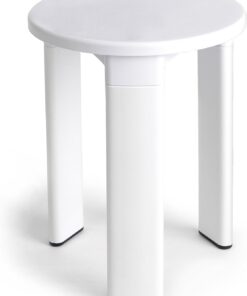 Tatay Tabouret Rond, Trois Pieds, Plastique Résistant, 40 x 32 x 32 cm | TATAY Tabouret Rond | Facile à Nettoyer | Finition Brillante | Dimensions 40 x 32 x 32 cm | 40 x 32 x 32 cm, Couleur Blanche