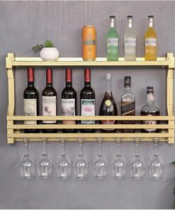 Étagères de Bar à vin à Fixation Murale, étagère de présentation de Bouteilles de Bar Flottante, Support pour Bouteilles de vin et Verres, Mini Armoire à Liqueur de Bar, pour Salle