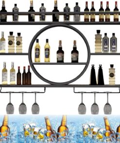 Casiers à vin, étagères de Bar pour la Maison, pub, unité de Bar à Domicile avec réfrigérateur, étagère à vin pour Porte-Bouteilles murales, autoportantes pour la décoration de la