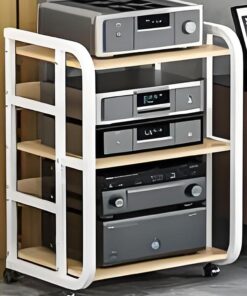 Meuble Haut-Parleur AV à 3, 4 et 5 Niveaux avec Support pour Lecteur CD ; Meuble Haut-Parleur Moderne ; Meuble Rack vidéo Multifonctionnel avec étagères réglables ; Support pour Lecteur Tour