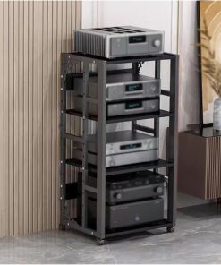 Support multimédia Audio-vidéo à 4 Niveaux pour stéréo de Divertissement, Armoire audiovisuel Moderne et Robuste, unité de Stockage de Composants pour Salle d'enregistrement de Jeu, étagère