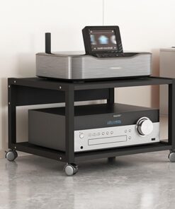 Meuble Chaînes hi-fi avec Roulettes,Support Audio Stéréo à 2/3 niveaux,étagères pour Console de lecteur de disques,petits supports TV pour Salon avec Hauteur Réglable,pour Salle de jeux(50x40x35cm/19.