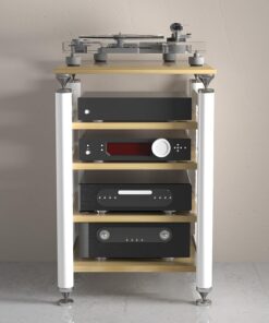 Meuble Chaine Hifi,Meuble Audio Stéréo,Support Multimédia AV,Meuble Imprimante,Rangement Maison,étagère d'angle pour TV, étagère audio-vidéo,Meuble de divertissement, pour Home Cinéma(White wood,62x57