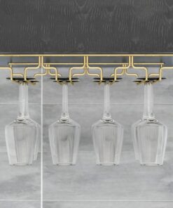 Support de Rangement pour Verres à vin en métal doré, 46 x 18 x 5,5 cm, pour Cuisine, Bar, Restaurant