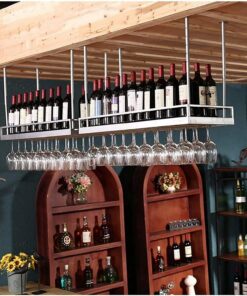 MObyat Casier à vin Suspendu au Plafond avec Support en Verre, pour Les Amateurs de vin, Meubles de Bar et casier à vin, Meubles de Bar à Domicile, casiers à vin, Supports à Verres à Pied
