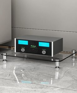 Meuble Hi FI Vidéo, Meuble Rack Audio avec Étagères en Verre Trempé, Meuble Audio Vidéo Moderne avec Grand Espace de Rangement, pour Salon, Salle D'enregistrement(Clear,1 Tier 60x48x8CM)