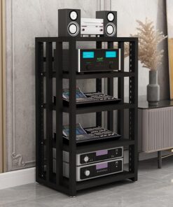 Meuble Hi FI À 5 Niveaux, Rack Audio avec Étagère Réglable en Hauteur, Meuble Rack Audio avec Coussinet Antidérapant, Meuble Audio Vidéo for Chaîne Stéréo De Divertissement(Nero)