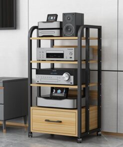 Armoire Audio Hi-FI pour la Maison, Support multimédia Audio-vidéo de Grande capacité de 100 cm de Hauteur pour amplificateur/Lecteur de disques/récepteur stéréo - Centre de Divertissement d