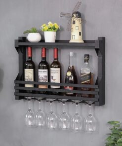 Casiers à vin industriels Suspendus, présentoir à vin Mural Moderne, présentoir à vin en Fer, Support à Verres à vin Suspendu, étagères flottantes pour Bar, Support à Verres à vin inversé, s