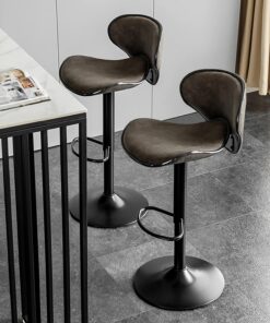 LiChA Lot de 2 tabourets de Bar pivotants réglables à Hauteur de comptoir, Hauts tabourets de Cuisine en Simili Cuir avec Dossier, chaises de Bar pour Petit-déjeuner