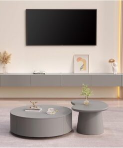 Meuble TV moderne flottant à fixation murale, meuble de rangement en bois gris avec 3/4 étagères pour salon, console de 120 cm pour rangement TV et média