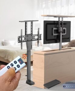 Support TV réglable - pour TV électrique 32-70 Pouces - Support TV électrique télescopique - Peut être dissimulé dans Un Meuble. Support TV motorisé jusqu'à 60 kg, 575-1225 mm pour
