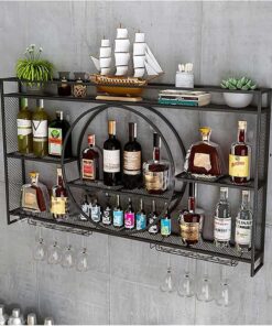 Casier à vin étagères de Bar en métal fixées au Mur, unité de Bar présentoirs à vin flottants étagère à Alcool en Fer, étagère à Alcool présentoir de Bouteille d'alcool de Bar, pour Bars de