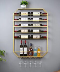 Casier à vin Mural avec Support pour Verre à vin, étagères flottantes pour Bar, Porte-Bouteilles, Support à gobelets Suspendu, présentoir de Rangement Multifonctionnel pour Le vin