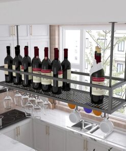 Porte-Bouteilles de Plafond Porte-Verre à vin Suspendu | Porte-Bouteille de vin Vintage | Décoration Murale pour Bars, Restaurants, Cuisines Porte Verres à Pied, Hauteur et Largeur