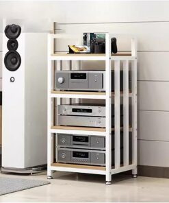 Unité de Stockage de Composants multimédia de Support de Tour Audio vidéo à 4 Niveaux, Armoire stéréo Moderne pour Club de Bureau de cinéma Maison, étagère d'angle en Bois amplificateur de c