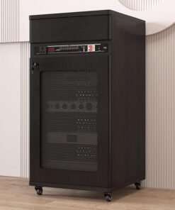 Meuble HiFi, Meuble Rack Audio avec étagères réglables, Meuble stéréo avec multiprises, Meuble Audio Vidéo, Conception de Roue Universelle à 360 °(Nero)